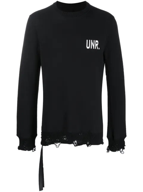 UNRAVEL PROJECT logo-print distressed sweatshirt