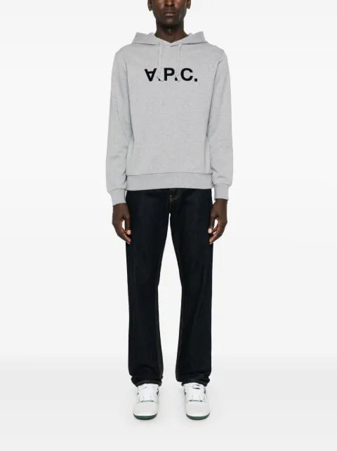 A.P.C. flocked-logo cotton hoodie